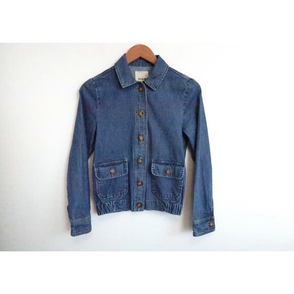SEZANE Anila Organic Cotton Denim Crop Utility Jacket Anthropologie 34 XS $145 - Picture 2 of 12